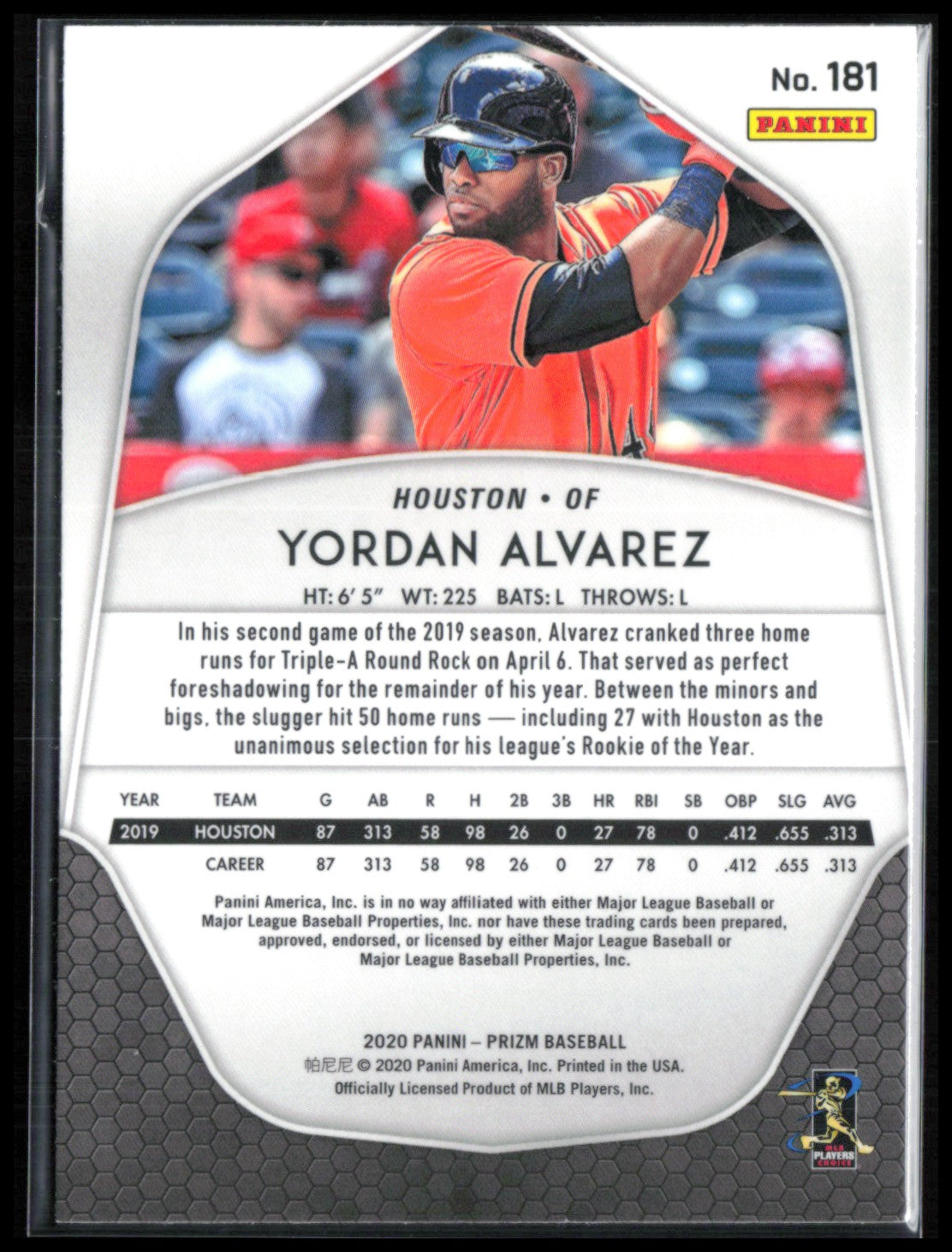 Yordan Alvarez RC 2020 Prizm