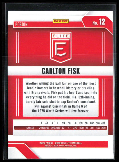 Carlton Fisk Green /74 2026 Donruss Elite