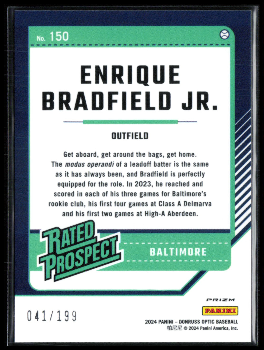 Enrique Bradfield Jr. Prospect /199 Orange