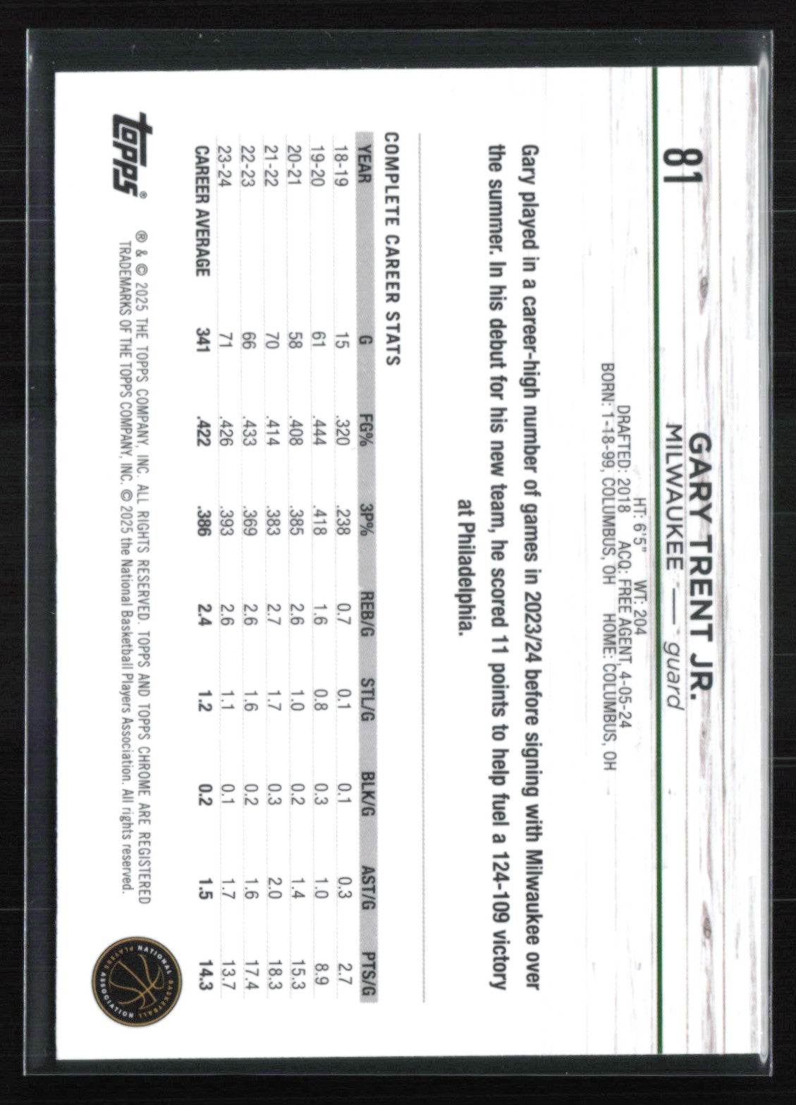 Gary Trent Jr. Pink Refractor