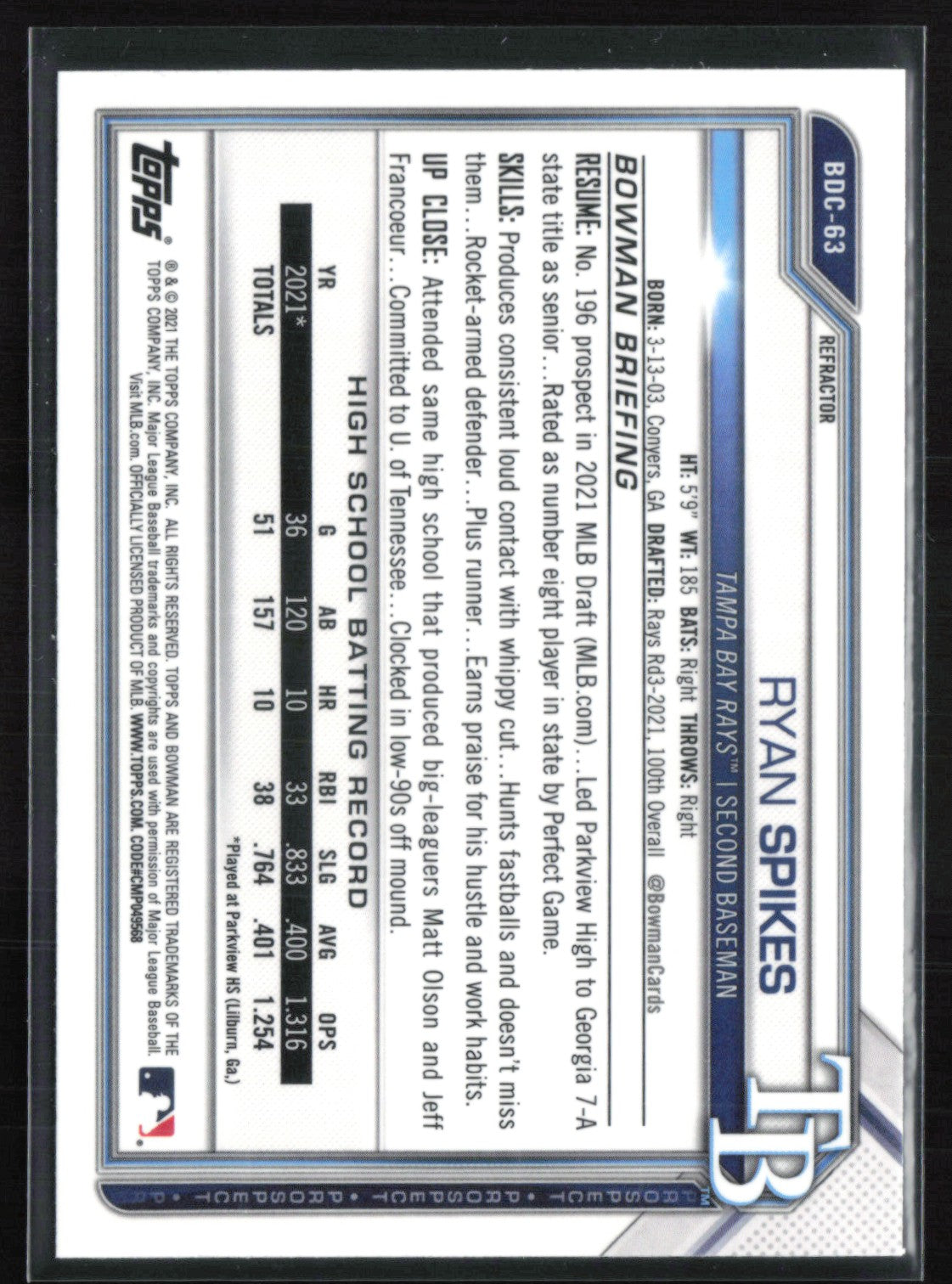 Ryan Spikes 1st Bowman Refarctor