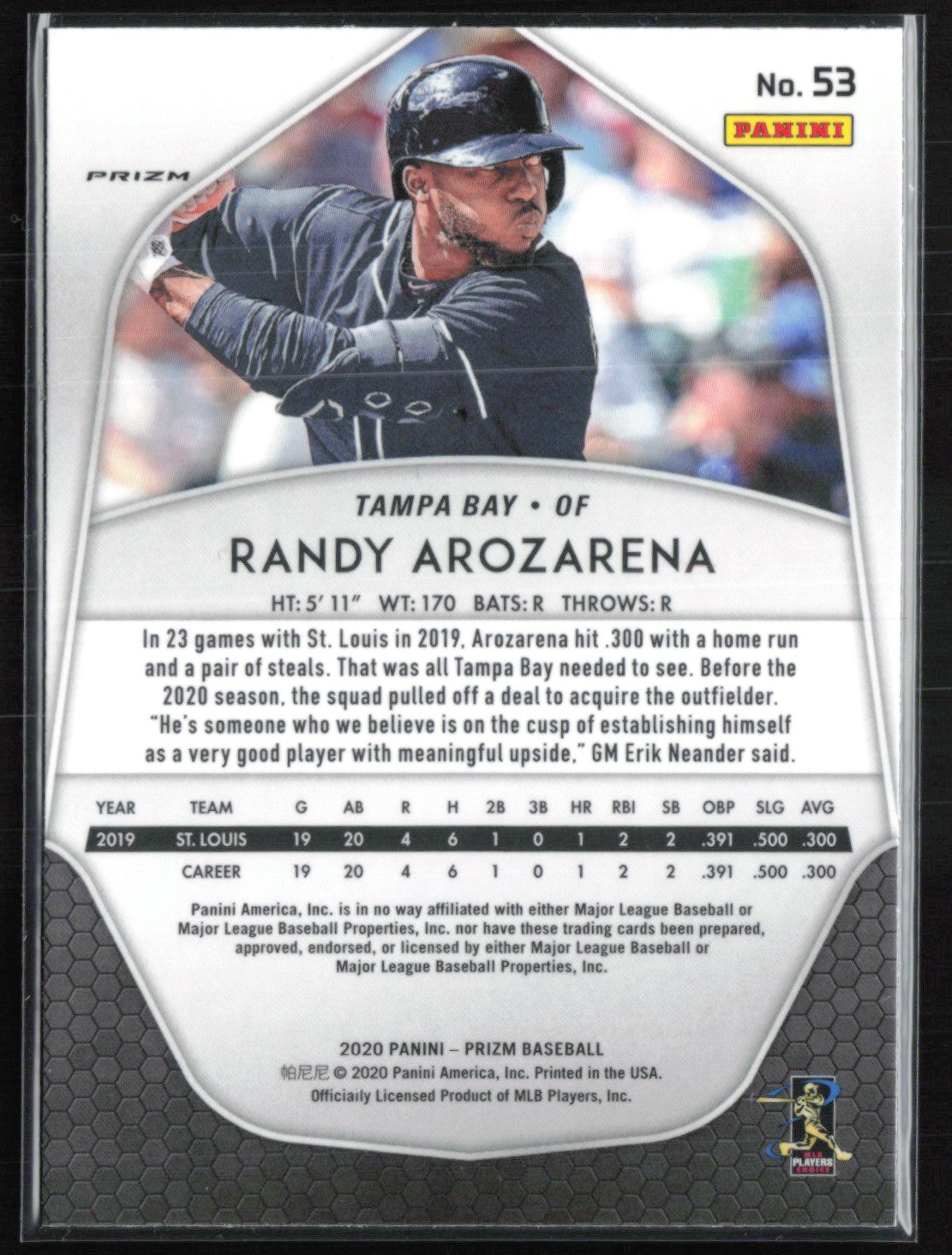 Randy Arozarena RC Light Blue Prizm