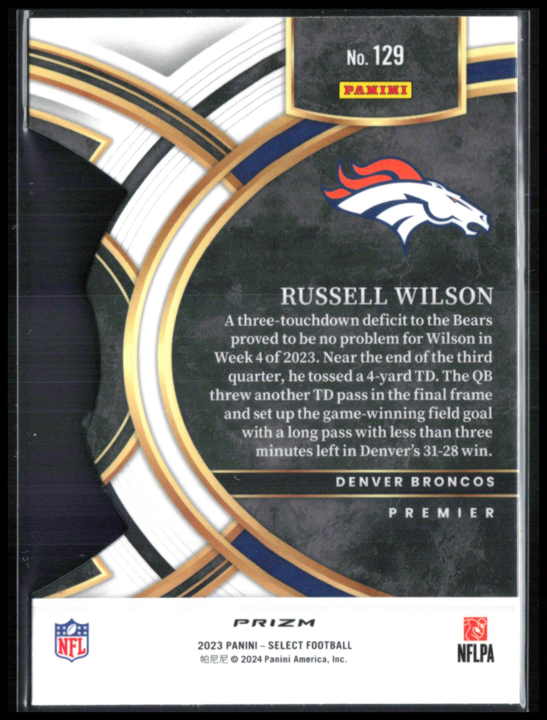 Russell Wilson Gold Black Die-Cut