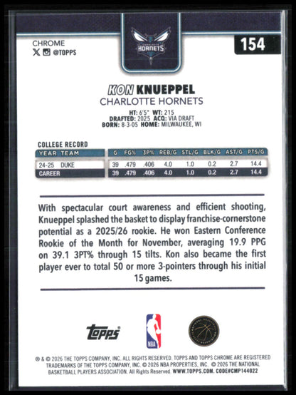 Kon Knueppel RC 2026 Topps Chrome