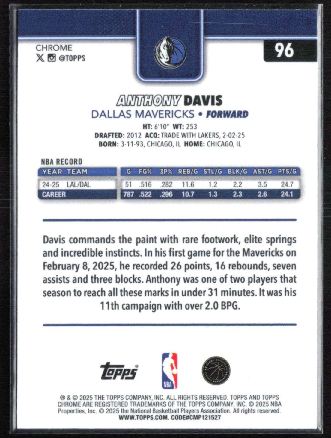 Anthony Davis Refractor