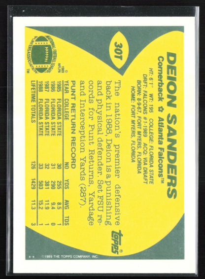 Deion Sanders 1989 Topps Traded