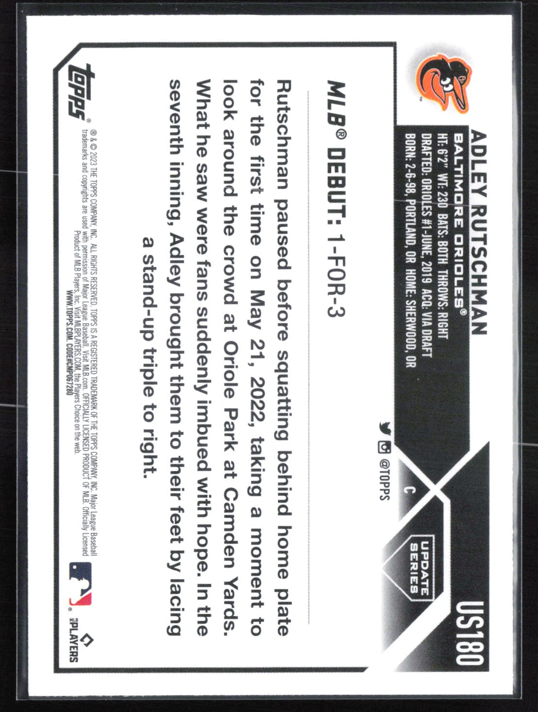 Adley Rutschman RC Rookie Debut