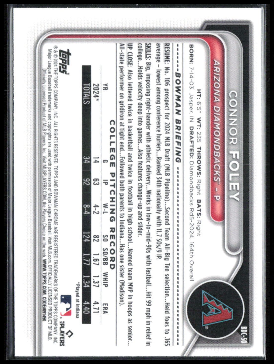 Connor Foley 1st Bowman Sapphire