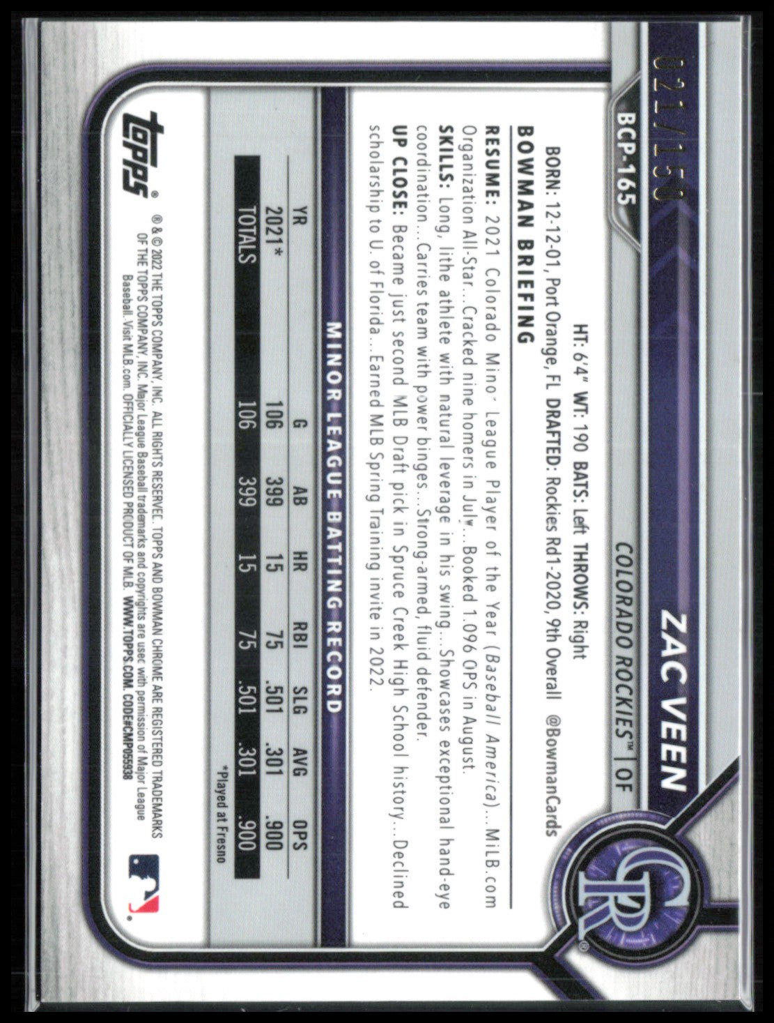 Zac Veen Blue Mojo /150