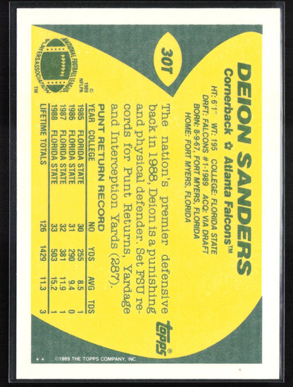 Deion Sanders RC 1989 Topps Traded #30T