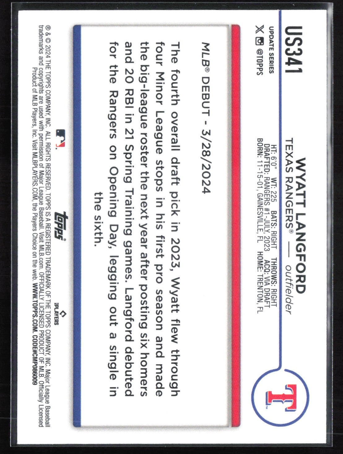 Wyatt Langford RC Debut