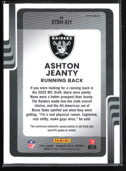 Ashton Jeanty RC Blue Hyper Mem Donruss Threads