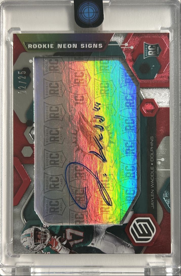 Jaylen Waddle RC Auto /25 Rookie Neon Signs Elements