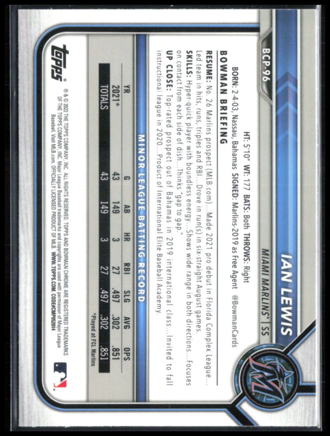 Ian Lewis 1st Bowman Mojo
