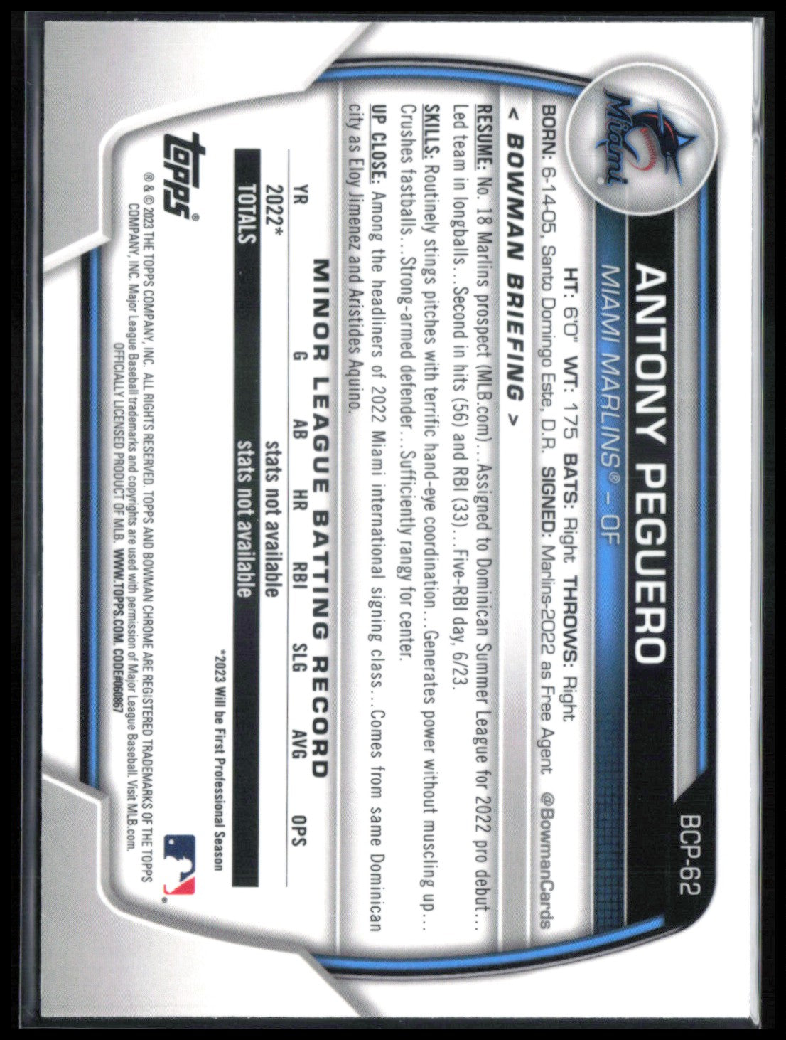 Antony Peguero 1st Bowman Mojo