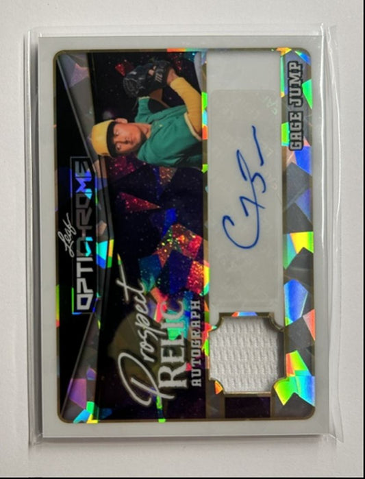 Gage Jump /10 Auto Relic Prospect Relic Autograph 2025 Leaf Optichrome