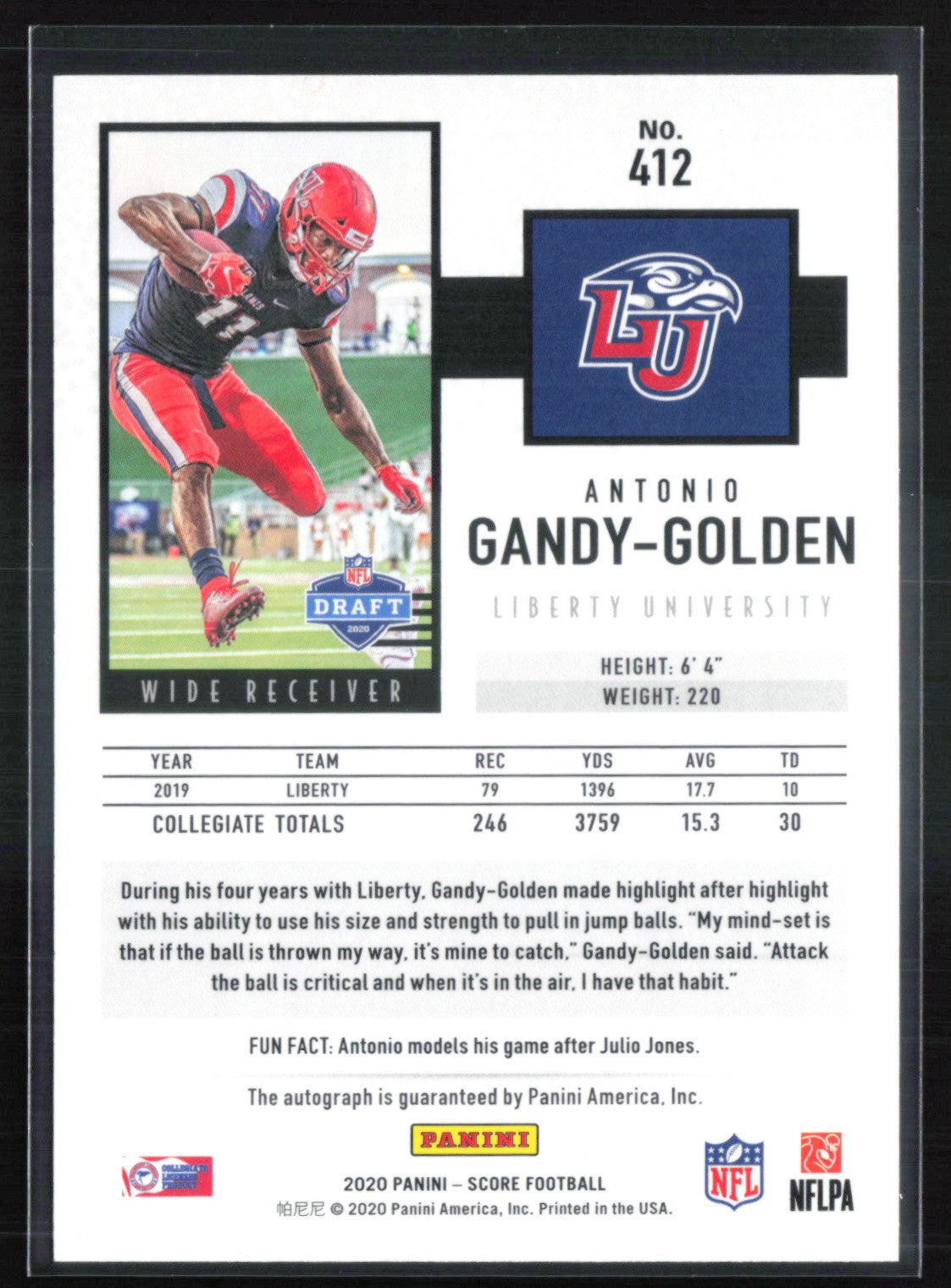 Antonio Gandy-Golden RC Auto /50 Gold Zone