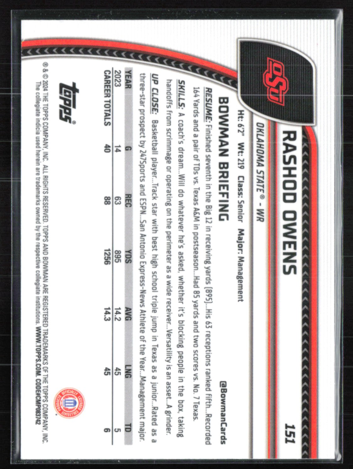 Rashod Owens 1st Bowman Pink Lava