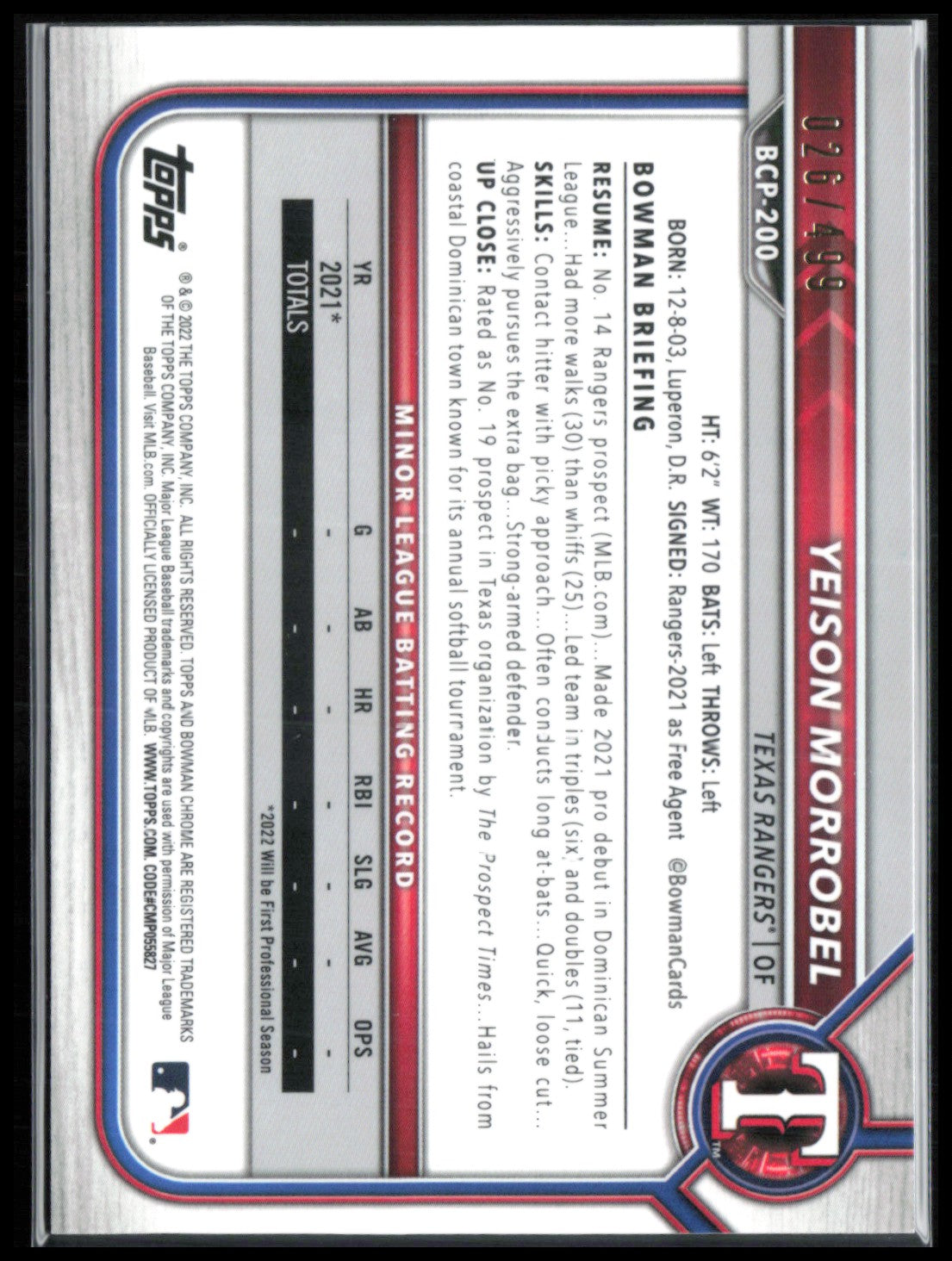 Yeison Morrobel 1st Bowman /499
