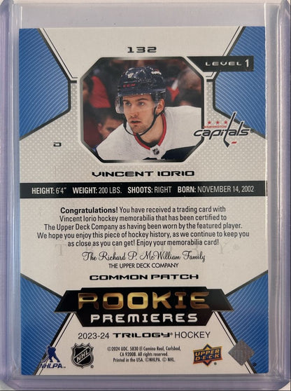 Vincent Iorio Patch /49 2023-24 Trilogy Hockey