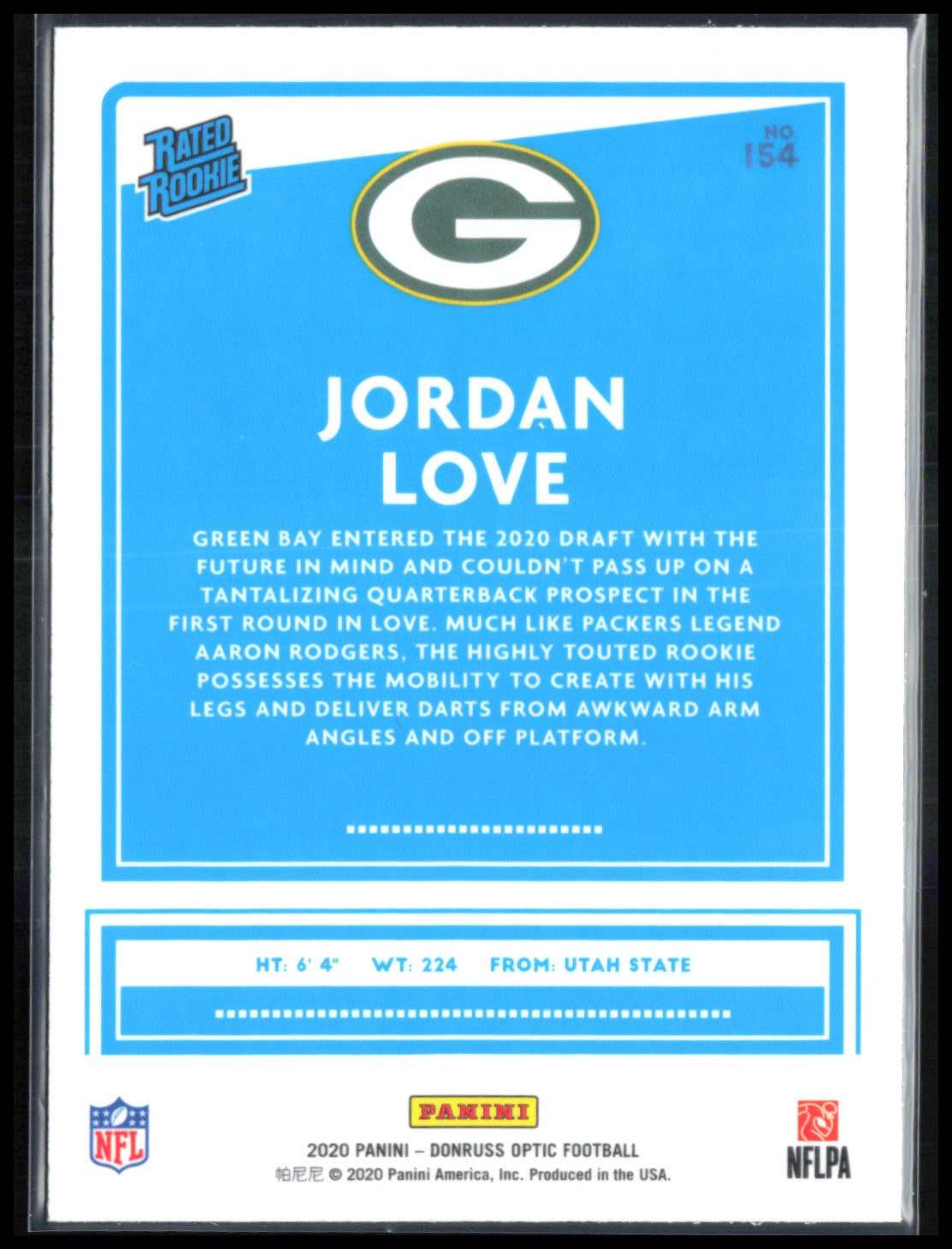 Jordan Love RC 2020 Optic Rated Rookie