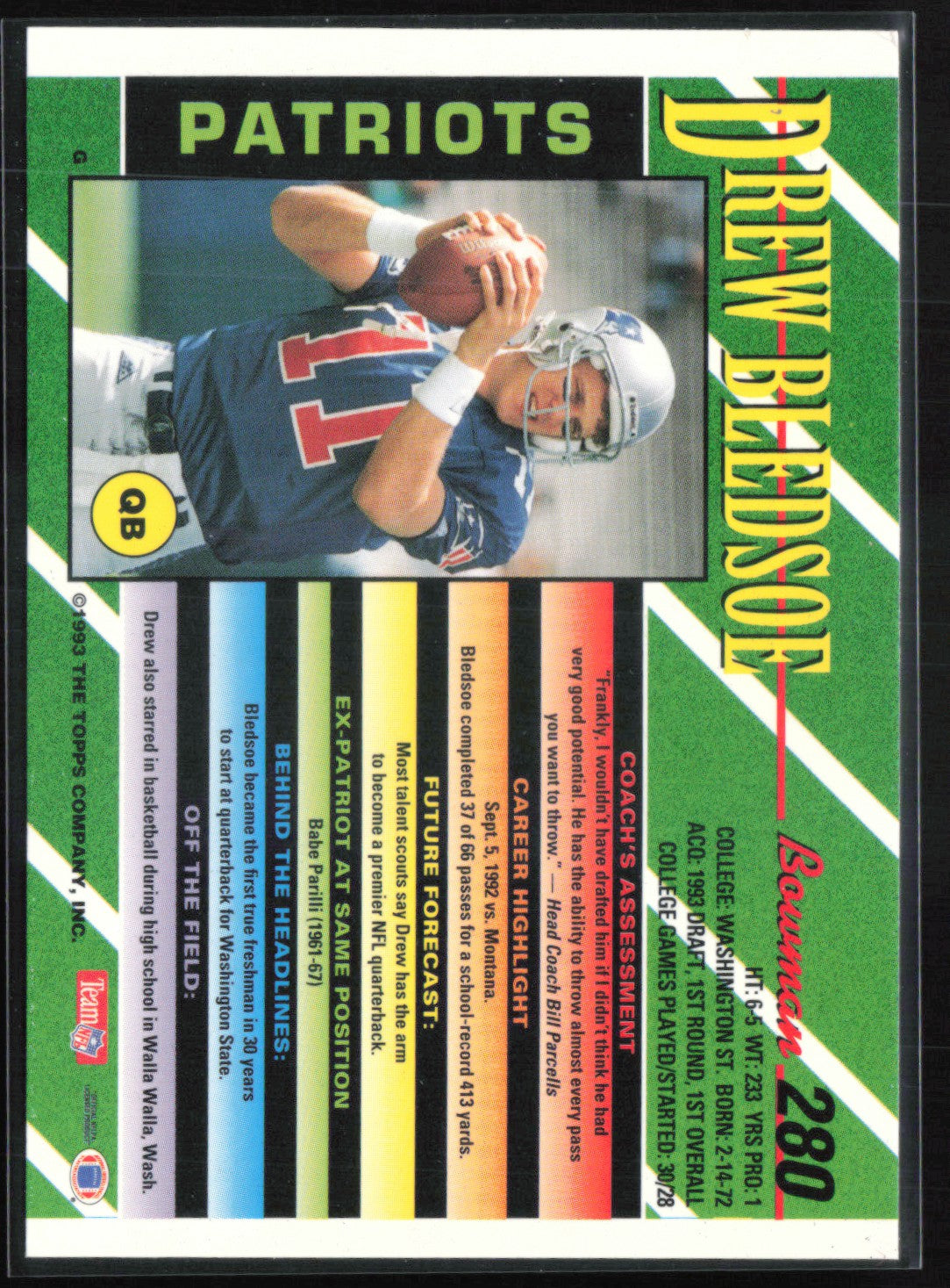 Drew Bledsoe 1993 Bowman