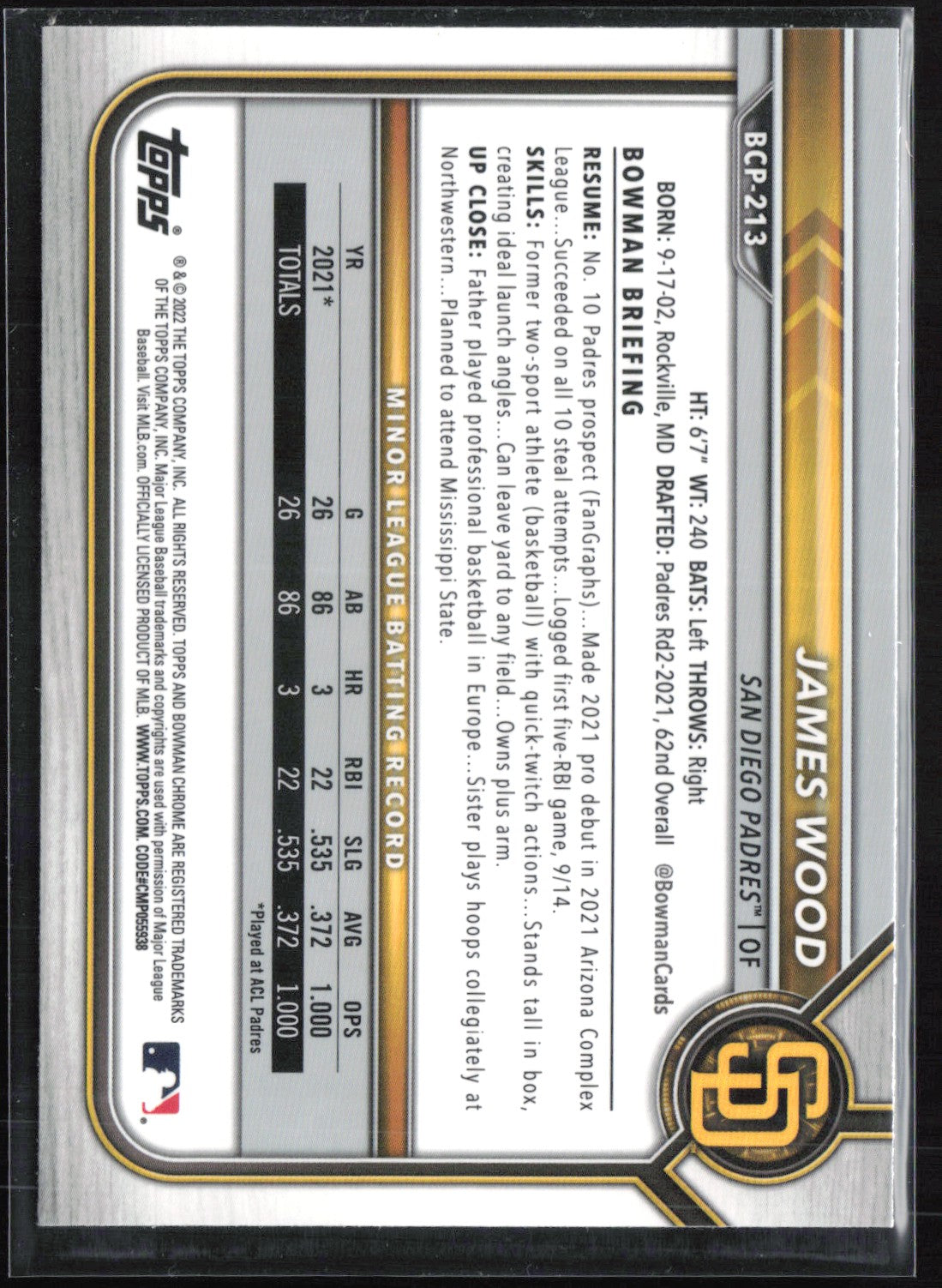 James Wood Mojo Prospects