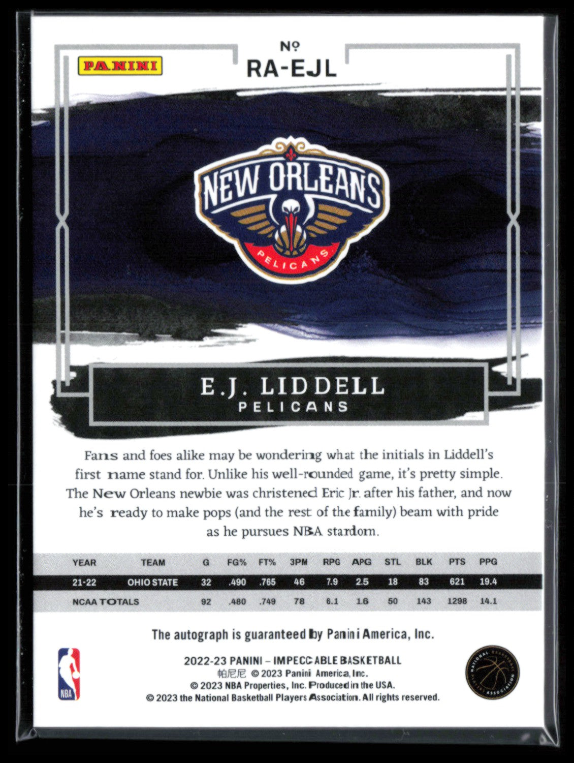 E.J. Liddell RC Auto /88 2022-23 Impeccable