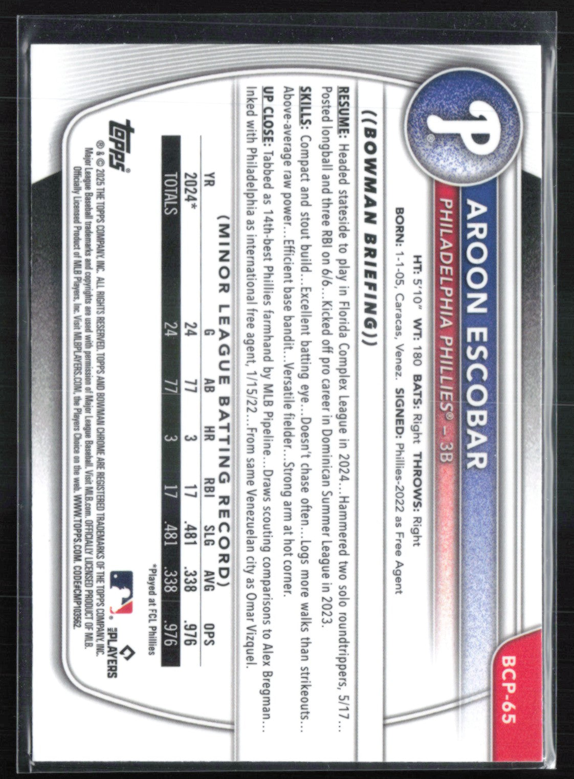 Aroon Escobar 1st Bowman Mojo