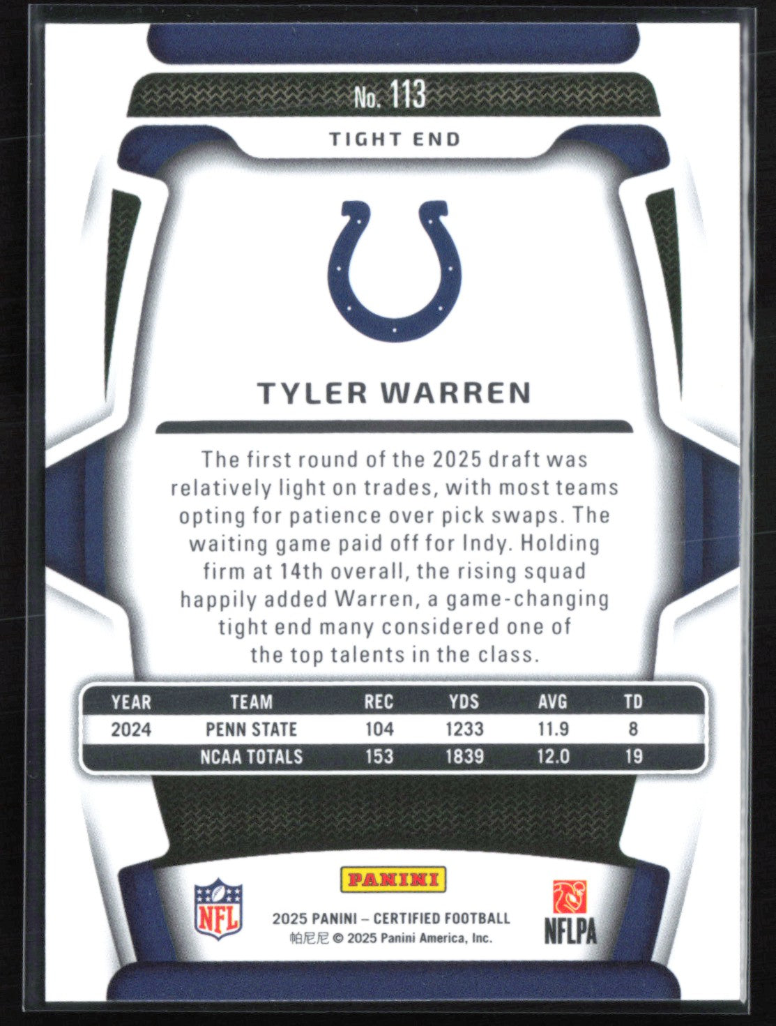 Tyler Warren RC /399 2025 Certified