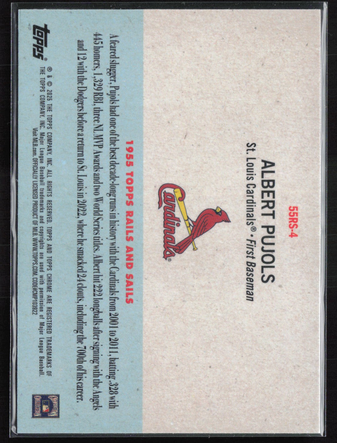 Albert Pujols 2025 Topps Chrome 1955 Topps Rails and Sails
