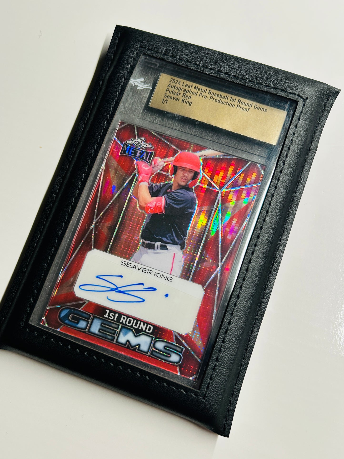 Card Case Pro Black Leather Graded Slab Sleeve Pouch (Graded Card Not Included)