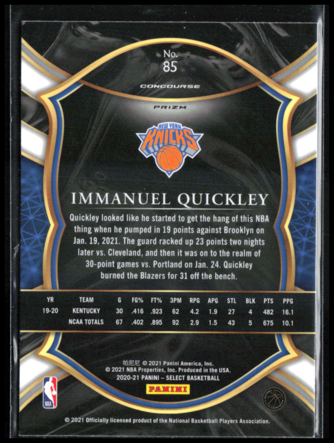Immanuel Quickley RC Tri-Color Shimmer
