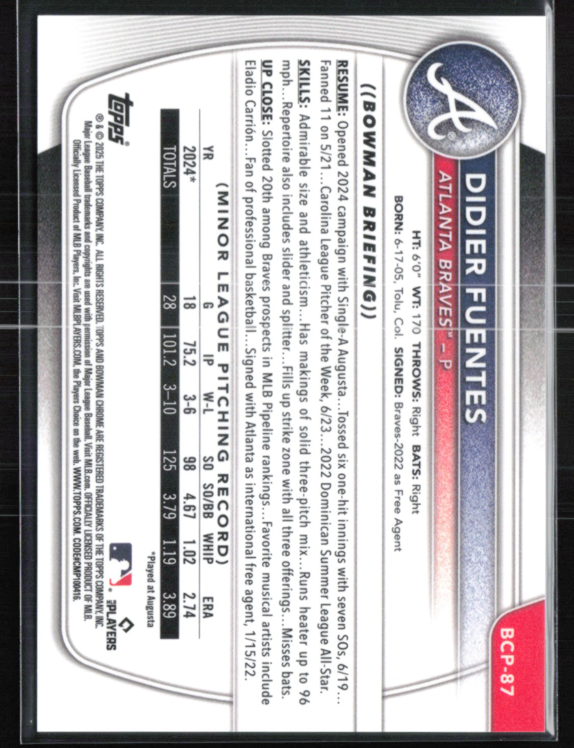 Didier Fuentes 1st Bowman Aqua X-Fractor /125