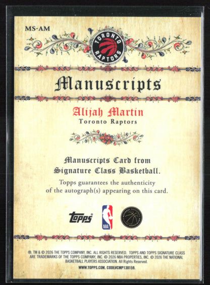 Alijah Martin RC Auto Manuscripts Signature Class
