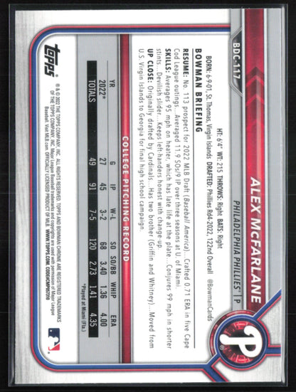 Alex McFarlane 1st Bowman B&W Raywave