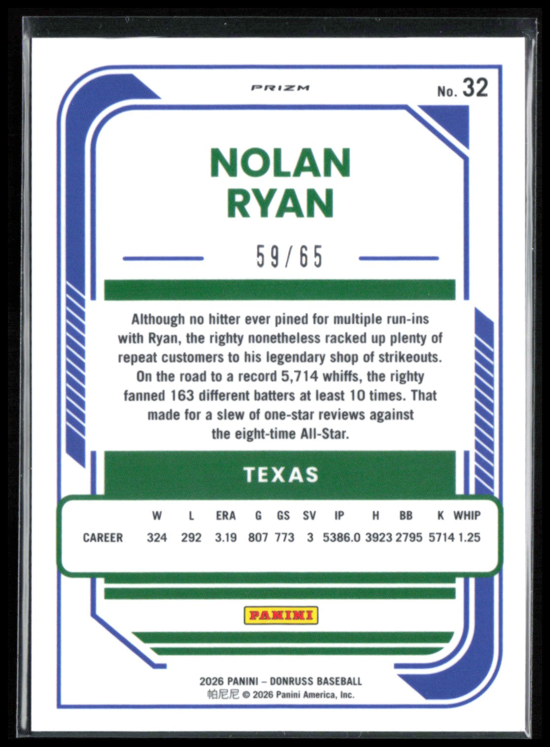 Nolan Ryan Green Scope /65