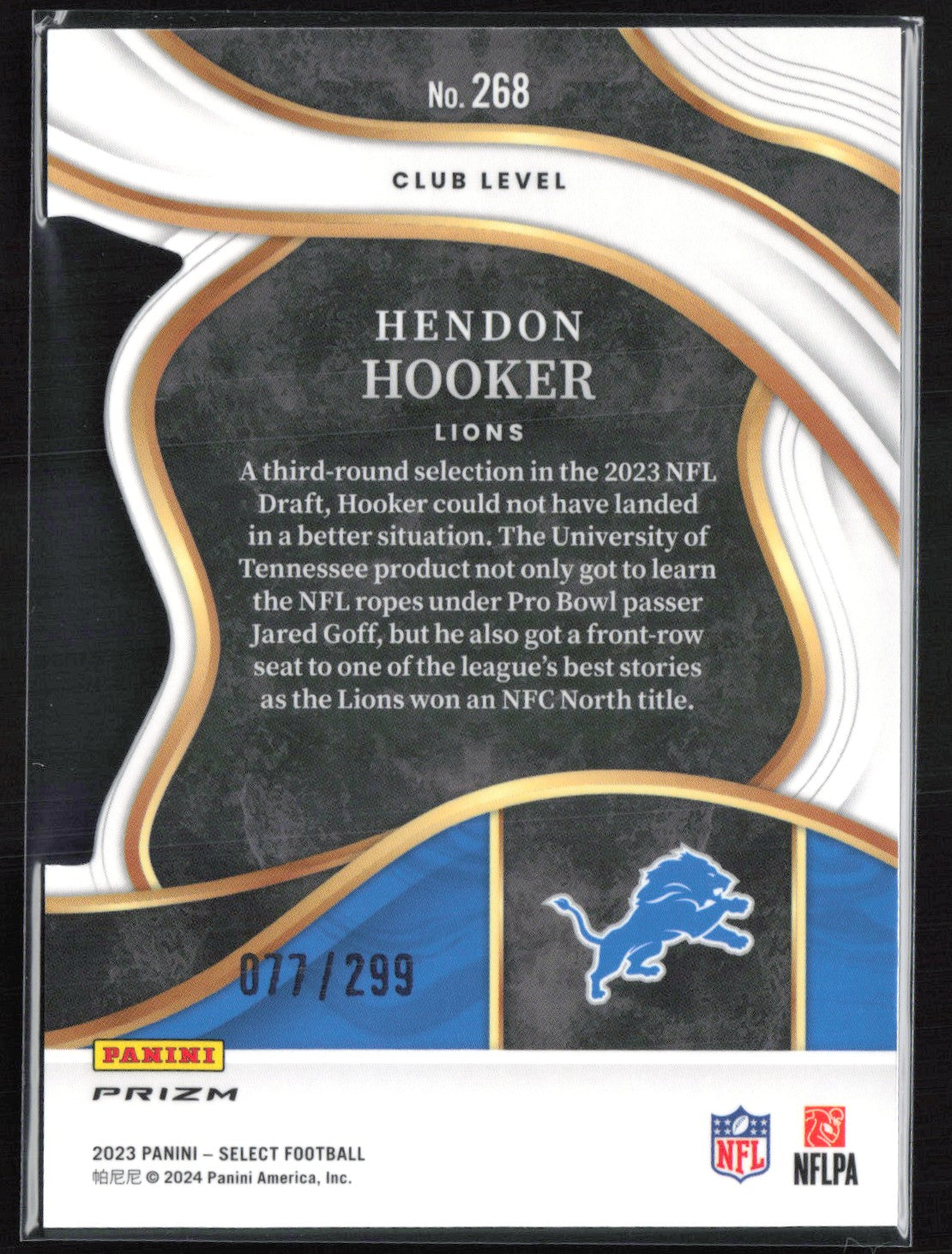 Hendon Hooker RC Copper /299 Die-Cut Club Level
