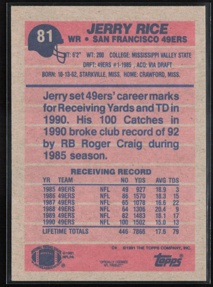 Jerry Rice 1991 Topps All Pro