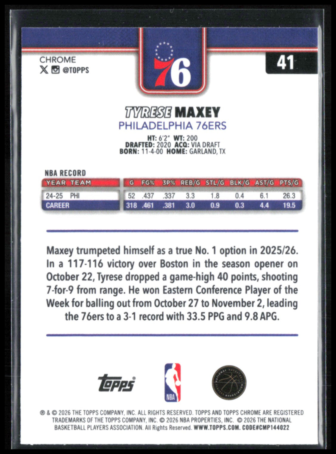 Tyrese Maxey X-Fractor