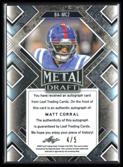 Matt Corral RC Auto /5 Metal Draft
