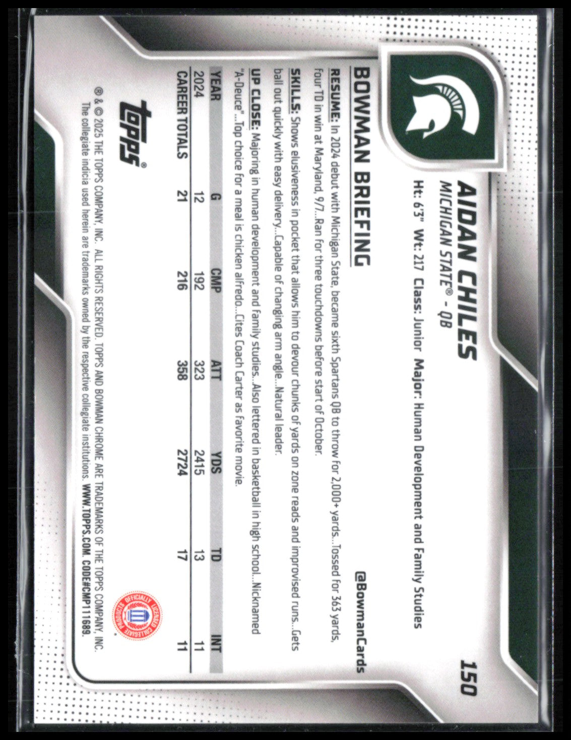 Aidan Chiles Black & Gold /25 2025 Bowman Chrome U