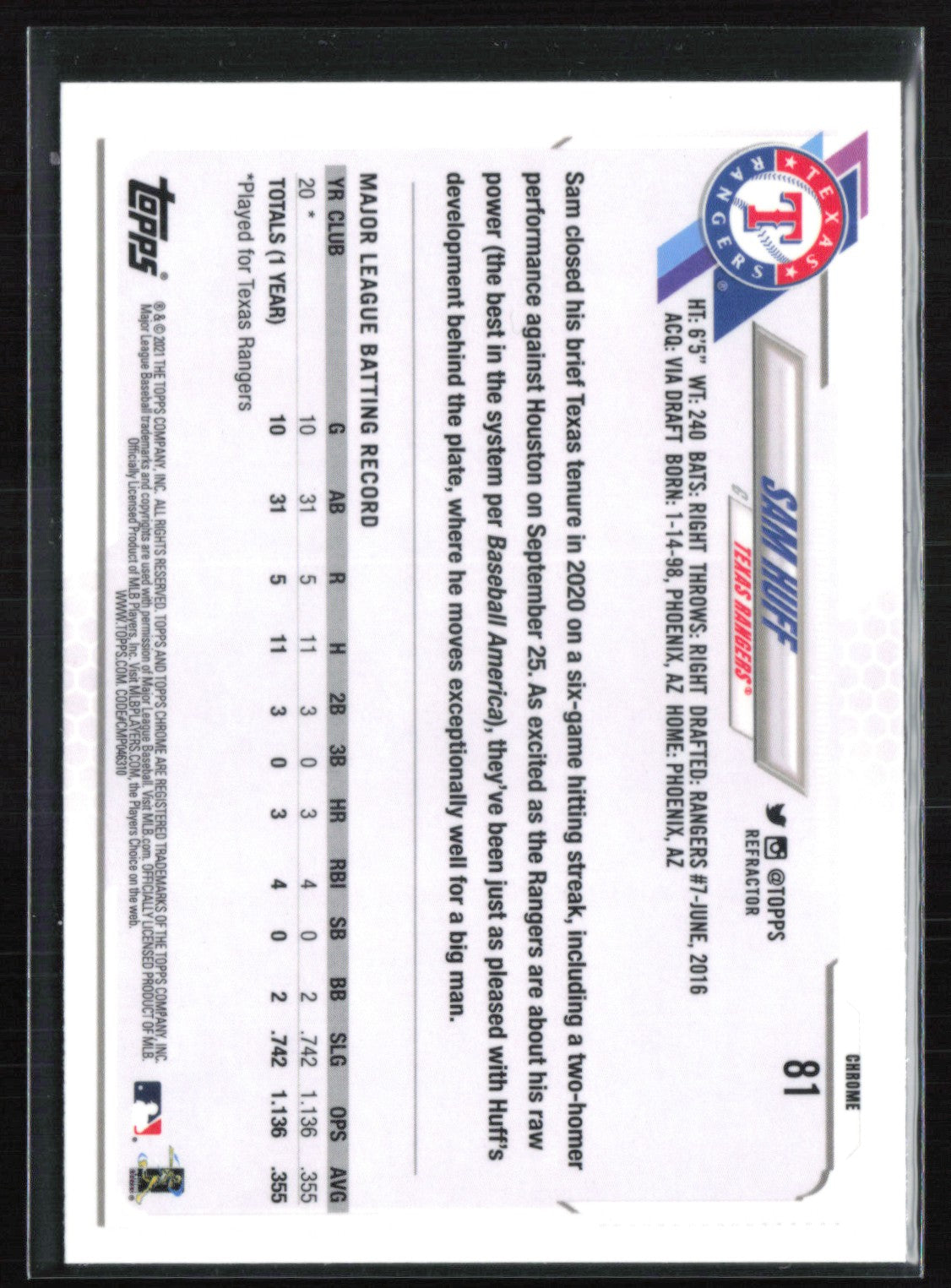 Sam Huff RC Refractor