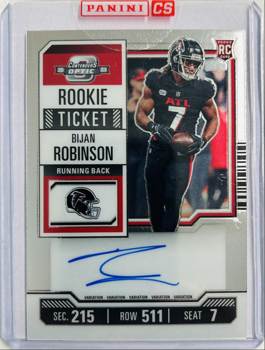 Bijan Robinson RC Auto Rookie Ticket 2023 Contenders Optic