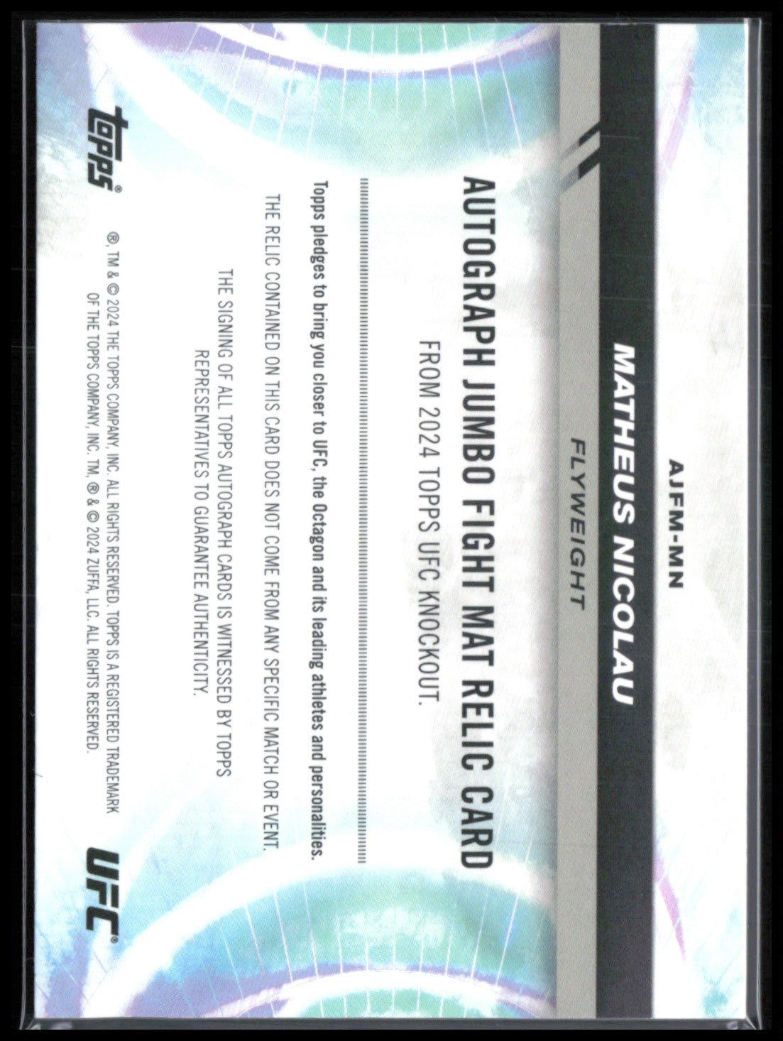 Matheus Nicolau Jumbo Fight Mat Relic Auto /199 2024 Topps UFC