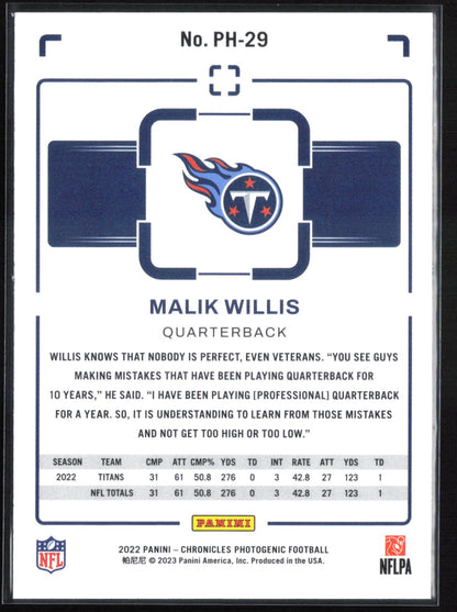 Malik Willis RC Photogenic