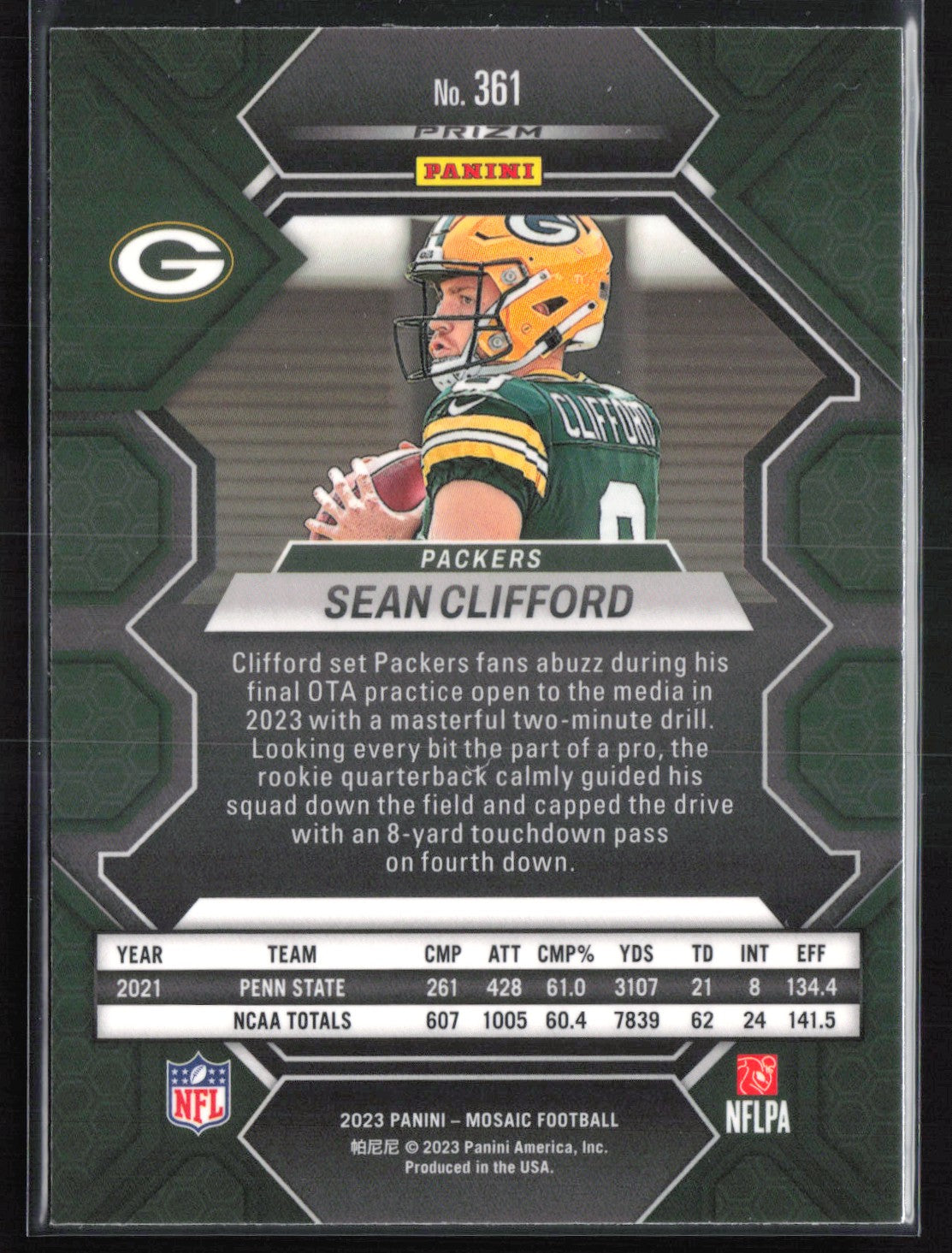 Sean Clifford RC Green Mosaic