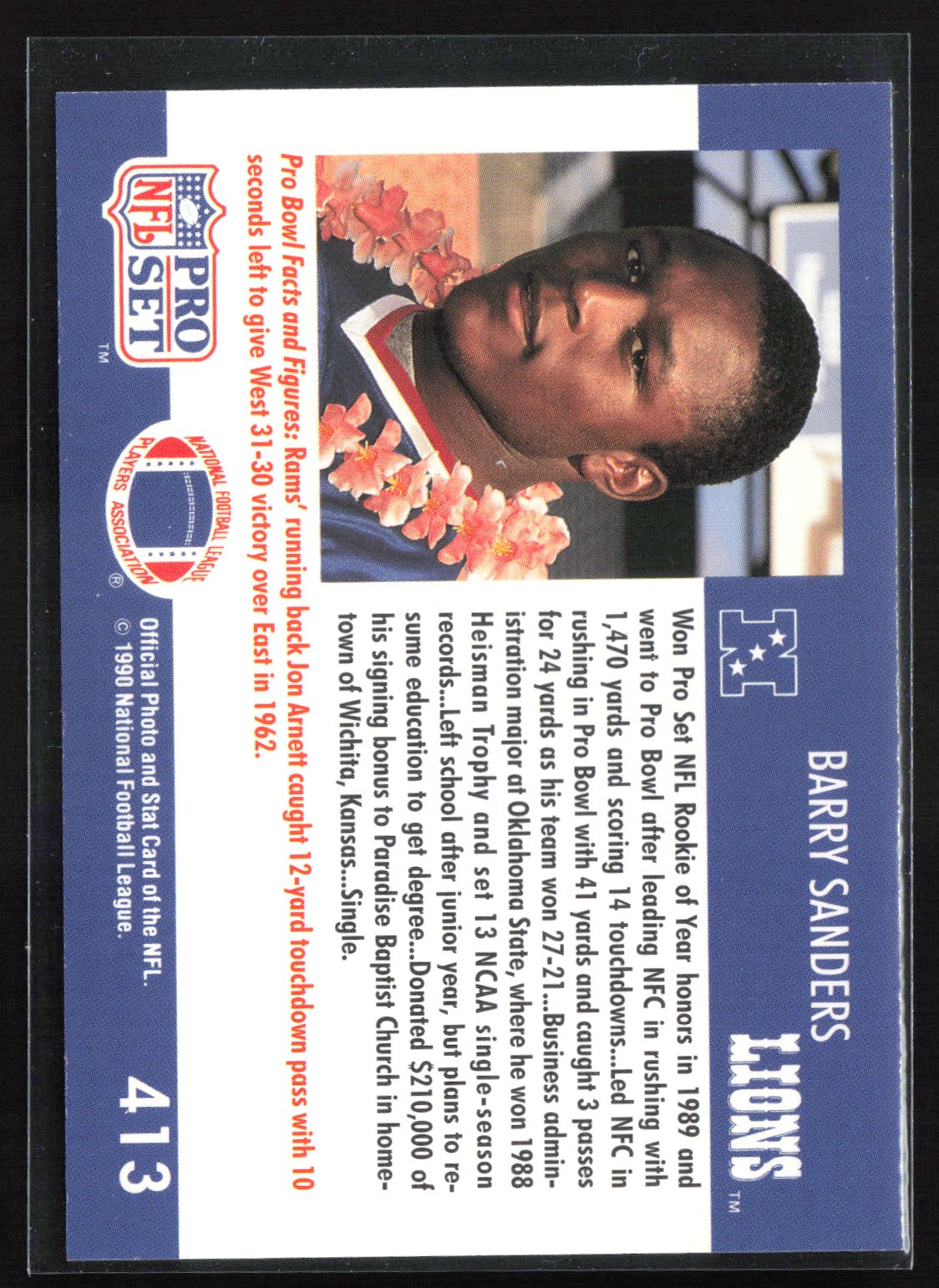 Barry Sanders 1990 Pro Set