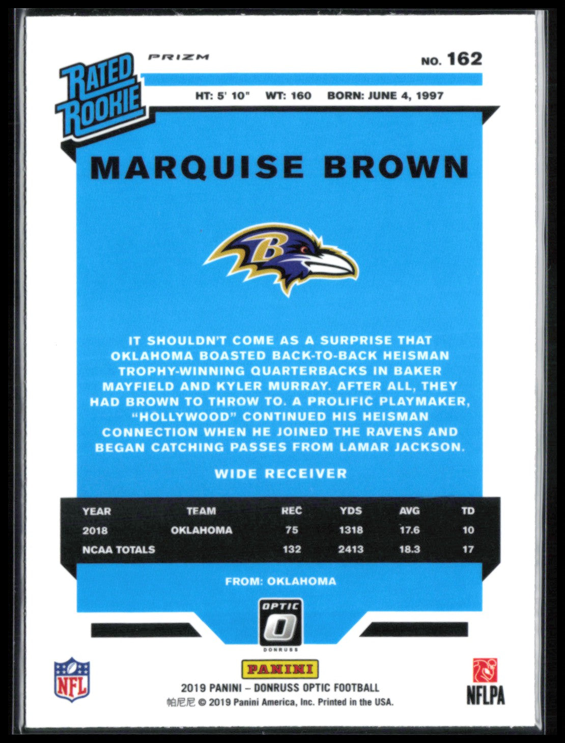 Marquise Brown RC Bronze Holo