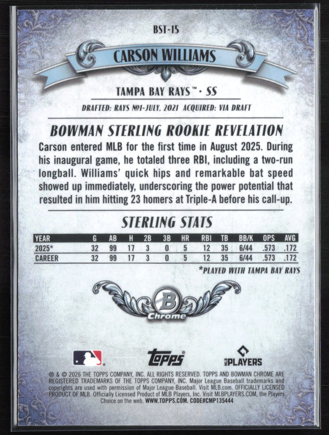 Carson Williams RC Bowman Sterling